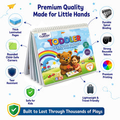 Toddler Learning Binder for Kids 2-5 Years | Reusable Velcro Activity Book | Educational Learning Binder for Alphabet, Colors, Shapes, Animals, Fruits & Vegetables | Montessori Learning Toy