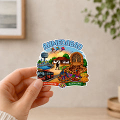 Todfod Ahmedabad Heritage City Wooden Fridge Magnet – Kite Illustration Travel Souvenir for Kitchen, Home & Gifting