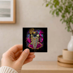 Dwarkadhish Beautiful Fridge Magnet | 3x3 Inch Ornate Hindu Deity Religious Souvenir & Home Decor