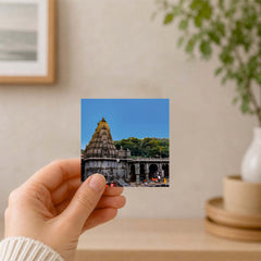 Smaran Bhimashankar Jyotirlinga Wooden Fridge Magnet | Ancient Temple Illustration | 3x3 Inch Spiritual Refrigerator Decor for Home Kitchen & Gift