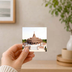Ram Mandir Ayodhya Fridge Magnet | 3x3 Inch Red Brick Temple MDF Wood Souvenir & Decor