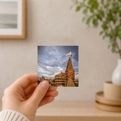Dwarkadhish Temple Fridge Magnet | 3x3 Inch Sacred Pilgrimage Souvenir & Devotional Decor