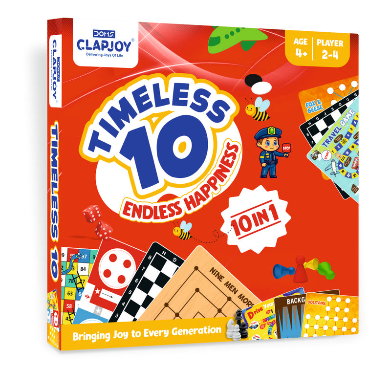 10 in 1 Board Game for Kids & Family | Ludo, Chess, Snakes & Ladders, Backgammon, Solitaire, Treasure Hunt & More | 2-4 Players | Age 4+ | With Rainbow Card Game