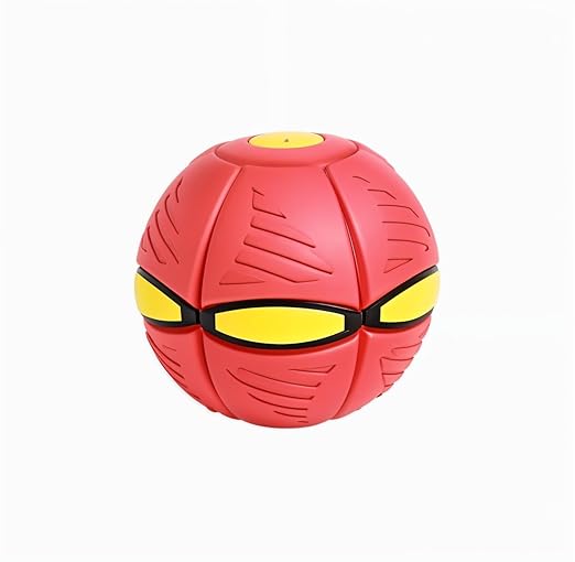 Red ball with yellow accents on a white background