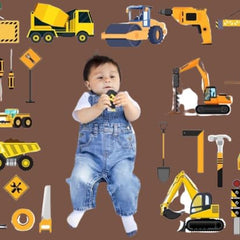 Todfod Construction Digital Backdrops (30+ Props) | Builder Theme Digital Backdrops for Baby Photoshoot, Kids Photography & Editing