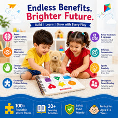 Toddler Learning Binder for Kids 2-5 Years | Reusable Velcro Activity Book | Educational Learning Binder for Alphabet, Colors, Shapes, Animals, Fruits & Vegetables | Montessori Learning Toy
