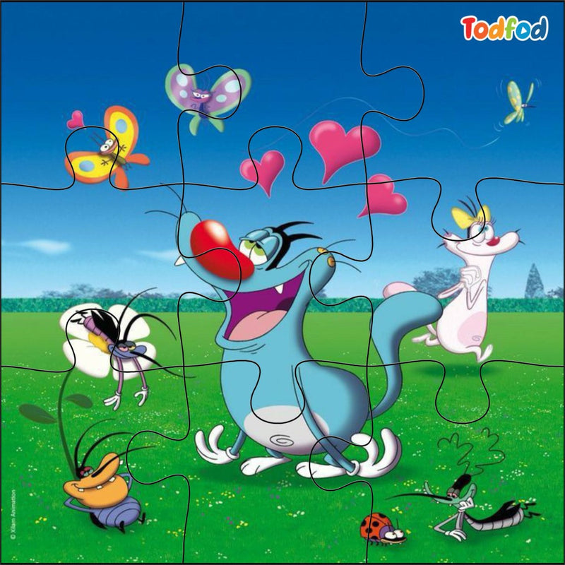 Todfod Oggy & Cockroach Wooden Puzzle | 6-in-1 Set with 54 Pieces | Educational Cartoon Jigsaw for Kids | Safe Handcrafted Wooden Toy for Children Age
