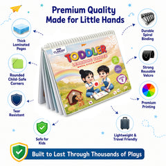 Toddler Learning Binder Level 2 for Kids 2-5 Years | Reusable Velcro Activity Book | Educational Montessori Learning Binder | Alphabet, Counting, Colors, Animals, Weather, Puzzles & More