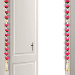Smaran Handmade Peony Rose & Beaded Floral Latkan | Artificial Flower Tassel for Mandir Decoration, Festive Door Hanging, Wedding Backdrop, Home Temple Decore (Peony Rose & Beaded Floral Latkan)