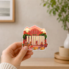 Smaran Jaipur Wooden Fridge Magnet | Pink City Palace & Camel Illustration | 3x3 Inch Refrigerator Decor for Home Kitchen & Gift