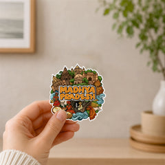 Todfod Madhya Pradesh Heritage Wooden Fridge Magnet – Temple & Culture Illustration, MP Travel Souvenir for Kitchen, Home & Gifting