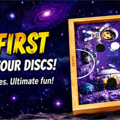 Space Slingo Rapid Action Wooden Puck Game for Kids & Family | Fast Track Sling Puck Board Game | Portable Travel-Friendly Interactive Board Game (Ages 5+)