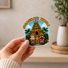 Smaran Jagannath Temple Wooden Fridge Magnet | Puri Deity & Golden Temple Illustration | 3x3 Inch Refrigerator Decor for Home Kitchen & Spiritual Gift