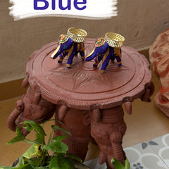 Smaran Collectible India Cotton Elephant Design Tealight Candle Holder, Pack of 2