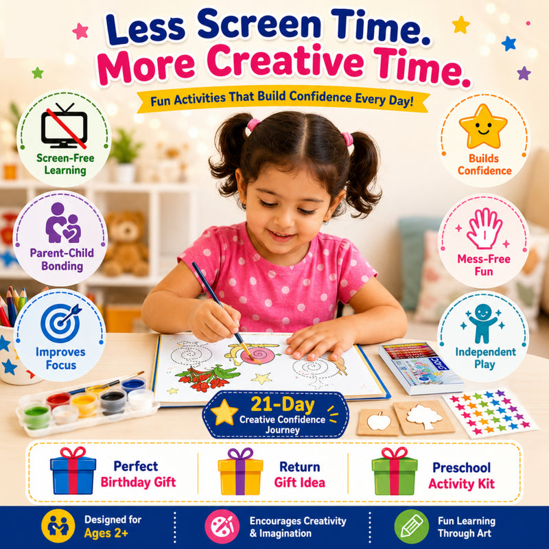 Doms Clapsjoy Scribble to Star Creative Confidence Activity Kit for Kids 2+ Years | 21-Day Drawing, Tracing, Coloring & Painting Kit | Preschool Art & Craft Learning Set