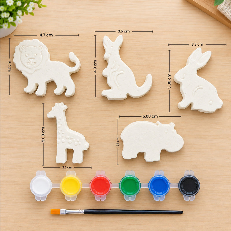 Todfod DIY Wild Animal Painting Kit for Kids | 5 Animal-Shaped Figures with 6 Paint Colors and Brush | Creative Art and Craft Activity Set