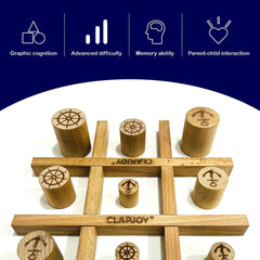 Wooden Cambio 3D Tic Tac Toe Board Game | Strategy & Skill Game with 12 Wooden Playing Pieces and 4 Wooden Rods | Family Indoor Game for Kids & Adults