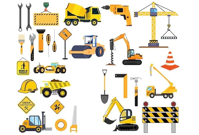Todfod Construction Digital Backdrops (30+ Props) | Builder Theme Digital Backdrops for Baby Photoshoot, Kids Photography & Editing