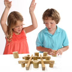 Wooden Cambio 3D Tic Tac Toe Board Game | Strategy & Skill Game with 12 Wooden Playing Pieces and 4 Wooden Rods | Family Indoor Game for Kids & Adults