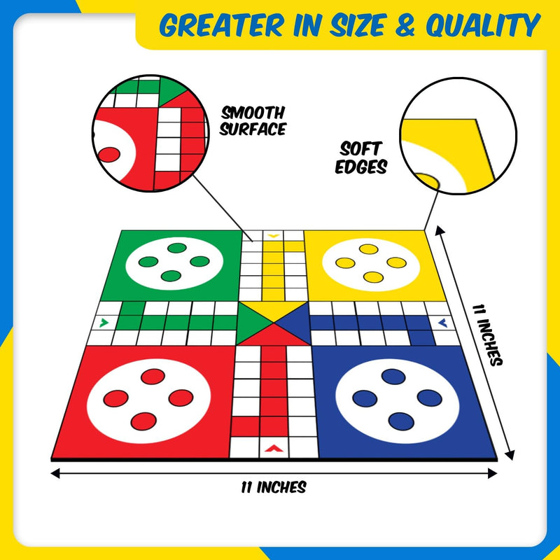 10 in 1 Board Game for Kids & Family | Ludo, Chess, Snakes & Ladders, Backgammon, Solitaire, Treasure Hunt & More | 2-4 Players | Age 4+ | With Rainbow Card Game