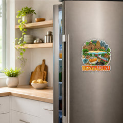 Todfod Bengaluru City Wooden Fridge Magnet – Heritage & Modern Bangalore Illustration Travel Souvenir for Kitchen, Home & Gifting