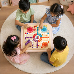 Todfod 6-in-1 Family Board Game Set for Kids & Adults | Ludo, Snakes & Ladders, Cricket, Football, Car Race & Dash Guti | Wooden Educational Board Game