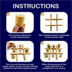 Wooden Cambio 3D Tic Tac Toe Board Game | Strategy & Skill Game with 12 Wooden Playing Pieces and 4 Wooden Rods | Family Indoor Game for Kids & Adults