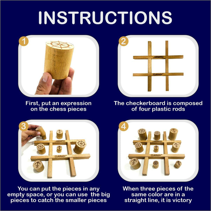 Wooden Cambio 3D Tic Tac Toe Board Game | Strategy & Skill Game with 12 Wooden Playing Pieces and 4 Wooden Rods | Family Indoor Game for Kids & Adults
