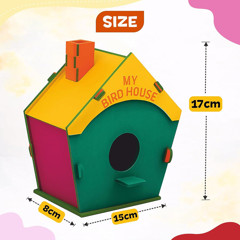 3D DIY Wooden Bird House Making Kit for Kids 8+ Years | Build Paint & Play Bird House Craft Kit with Pre-Cut Wooden Pieces, 6 Colours, Brush & Manual