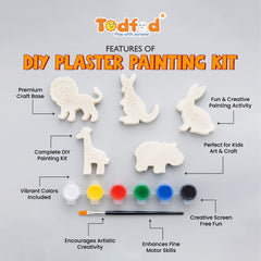Todfod DIY Wild Animal Painting Kit for Kids | 5 Animal-Shaped Figures with 6 Paint Colors and Brush | Creative Art and Craft Activity Set