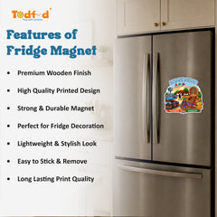 Todfod Ahmedabad Heritage City Wooden Fridge Magnet – Kite Illustration Travel Souvenir for Kitchen, Home & Gifting