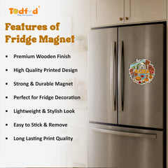 Todfod Agra Wooden Fridge Magnet | Taj Mahal & Heritage Culture Illustration | 3x3 Inch Refrigerator Decor for Home Kitchen & Gift - Todfod