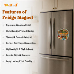 Todfod Madhya Pradesh Heritage Wooden Fridge Magnet – Temple & Culture Illustration, MP Travel Souvenir for Kitchen, Home & Gifting