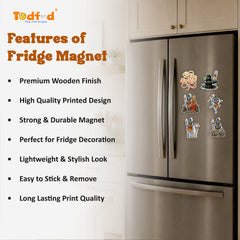Todfod Mahadev Fridge Magnet Set of 6 | 3 Inch Colorful Cartoon Style MDF Wood Hindu Deity Religious Souvenir