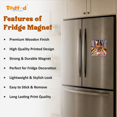 Todfod Omkareshwar Jyotirlinga Shrine Wooden Fridge Magnet – Sacred Deity Interior Spiritual Souvenir for Kitchen, Home & Gifting
