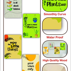 Todfod Motivational Botanical Wall Hanging Set of 4 | A4 Size Plant & Bird Theme MDF Wood Plaques for Home Decor