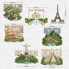 TodFod 7 Wonders of the World Fridge Magnet Set of 7 | 3 Inch Famous Global Landmark MDF Wood Magnets