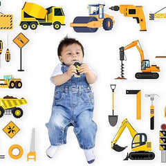 Todfod Construction Digital Backdrops (30+ Props) | Builder Theme Digital Backdrops for Baby Photoshoot, Kids Photography & Editing