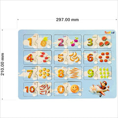 Todfod Wooden Jigsaw Puzzles English Numbers & Fruit Characters For Kids