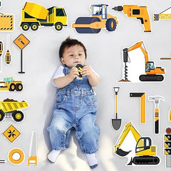 Todfod Construction Digital Backdrops (30+ Props) | Builder Theme Digital Backdrops for Baby Photoshoot, Kids Photography & Editing