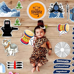 Todfod Shivratri Theme Baby Photography Props Kit | 20+ Unique Photo Booth Props for Baby Shower Decorations, Annaprashan Decoration, Makeup Kit for Kids Girls, Religious Events