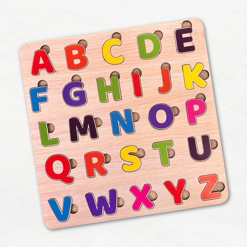 Todfod ABCD Wooden Alphabet Puzzle Board for Kids | A to Z Letter Matching Educational Toy | Montessori Wooden Learning Puzzle for Toddlers 2+ Years | Early Brain Development & Fine Motor Skills Toy