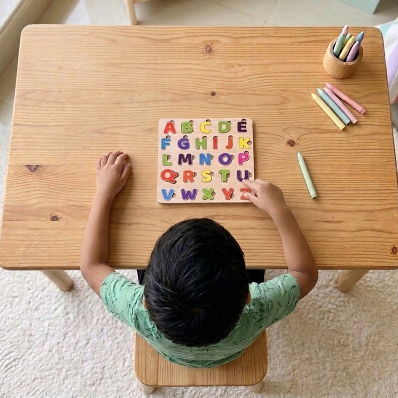 Todfod ABCD Wooden Alphabet Puzzle Board for Kids | A to Z Letter Matching Educational Toy | Montessori Wooden Learning Puzzle for Toddlers 2+ Years | Early Brain Development & Fine Motor Skills Toy