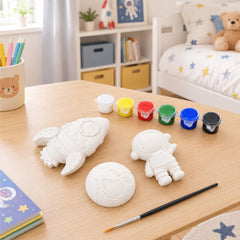 Todfod DIY Plaster Painting Kit for Kids | 3D Space Theme Rocket Astronaut Moon | 6 Colours and Paint Brush Included | Creative Art and Craft Activity
