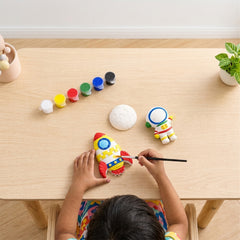Todfod DIY Plaster Painting Kit for Kids | 3D Space Theme Rocket Astronaut Moon | 6 Colours and Paint Brush Included | Creative Art and Craft Activity