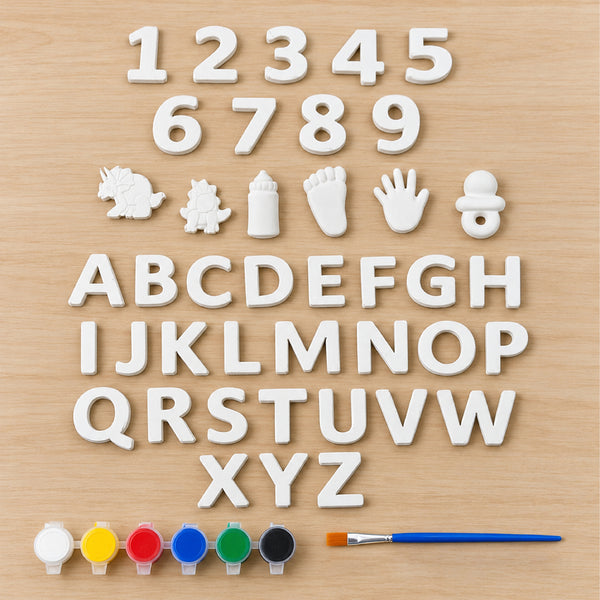 Todfod Alphabets and Numbers POP Plaster DIY Painting Kit for Kids | ABCD Letters, 1–9 Numbers and Fun Shapes with Paints and Brushes | Creative Educational Art and Craft Activity Set