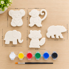 Todfod DIY Animal Painting Kit for Kids | 5 White Animal-Shaped Painting Figures with 6 Paint Colors and Brush | Creative Art and Craft Activity Set