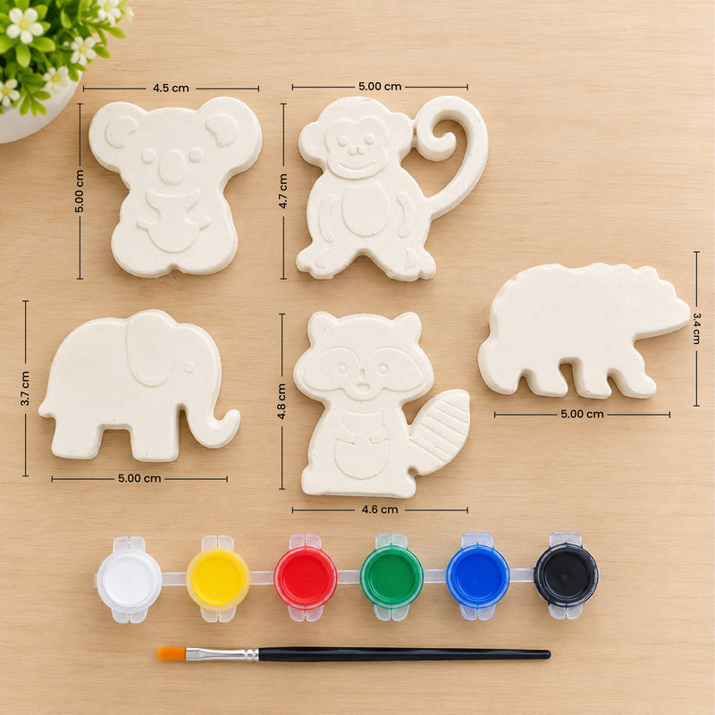 Todfod DIY Animal Painting Kit for Kids | 5 White Animal-Shaped Painting Figures with 6 Paint Colors and Brush | Creative Art and Craft Activity Set