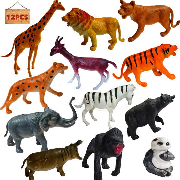 Collection of various animal figurines on a white background