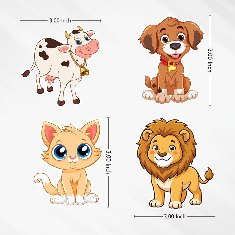 Todfod Animals Fridge Magnet Set of 6 | 3 Inch Cute Cartoon MDF Wood Magnets for Kids & Home Decor